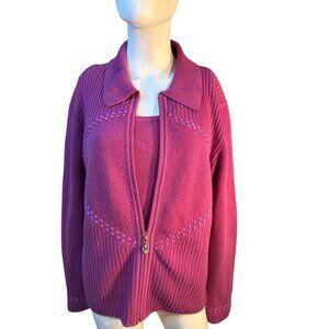 St. John Two-Piece Cashmere Sweater Set  Zip and Tank Top Med Pre-Owned EUC